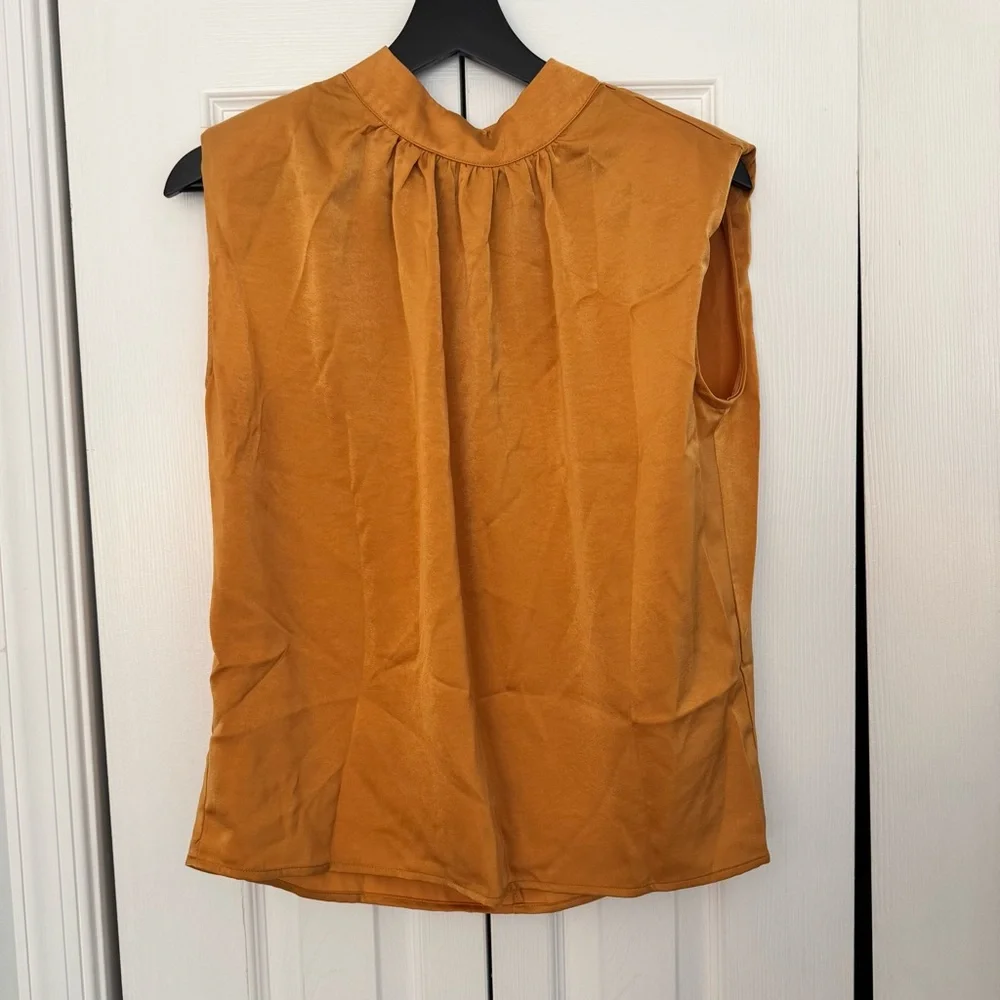 NWT Gold Satin High Neck Blouse - Picture 2 of 6
